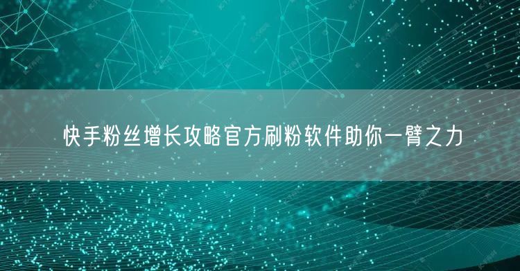 快手粉丝增长攻略官方刷粉软件助你一臂之力
